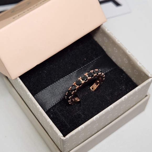 New Pandora Rose Gold Black Sparkling Row Eternity Ring For Women's Size 7 / 54 - Picture 4 of 4